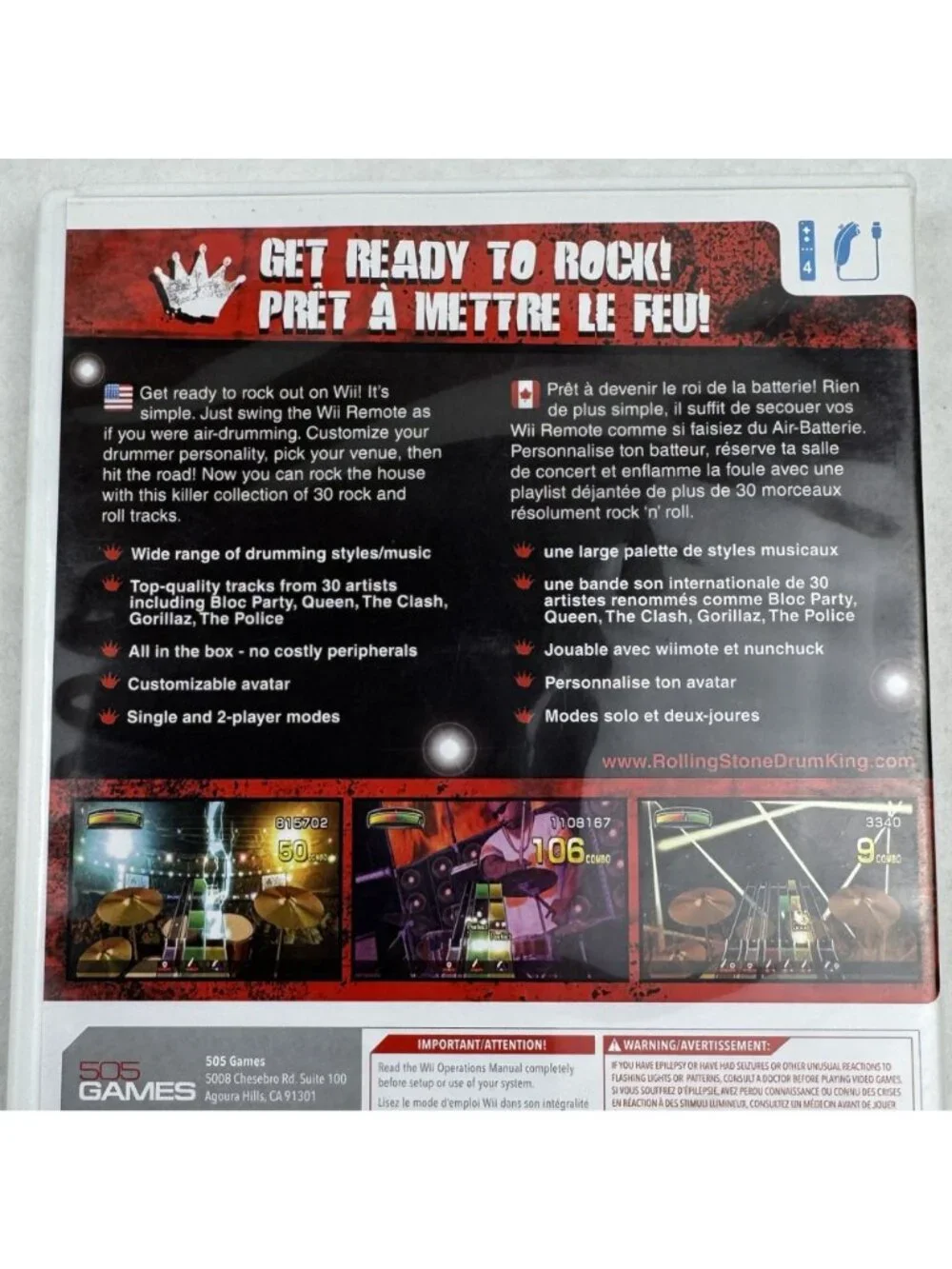 Rolling Stone Drum King Nintendo Wii Game Complete Manual Case T-Teen Air Drum